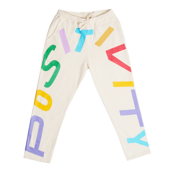 Spread Positivity Full Wrap Sweatpants - Cream (Multi) - Front