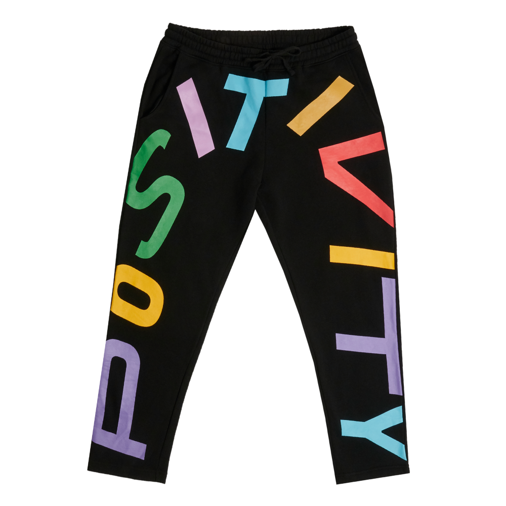 Spread Positivity Full Wrap Sweatpants - Black (Multi) - Front