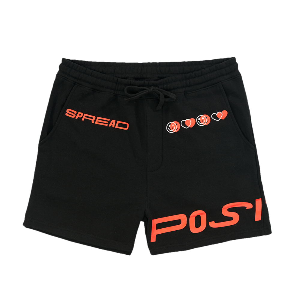 Spread Positivity Shorts - Black (Red)-FRONT