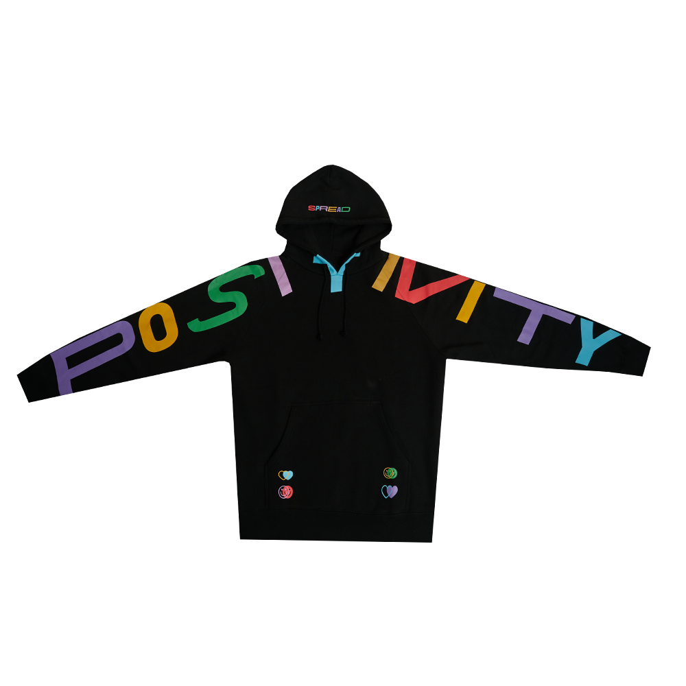 Spread Positivity Hoodie Black Multi Dolan Twins Official Store