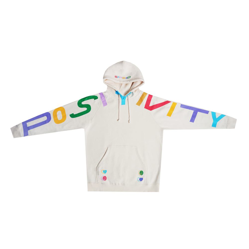 Spread Positivity Hoodie Cream Multi Dolan Twins Official Store